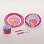 Vajilla infantil rosa abejas set